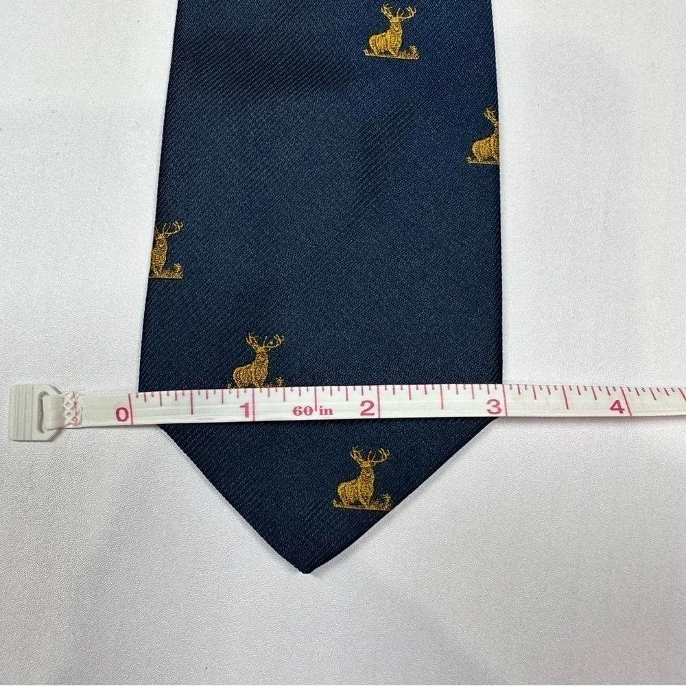 THE HARTFORD Navy Blue Embroidered Stag Tie